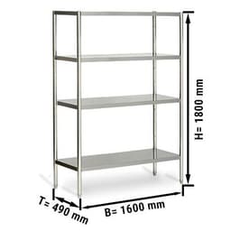 Edelstahlregal ECO - 1600x490mm - mit 4 Ablagen (VERSTELLBAR)