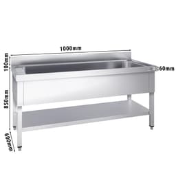 Topfspültisch Premium - 1000x600mm - mit Grundboden & 1 Becken