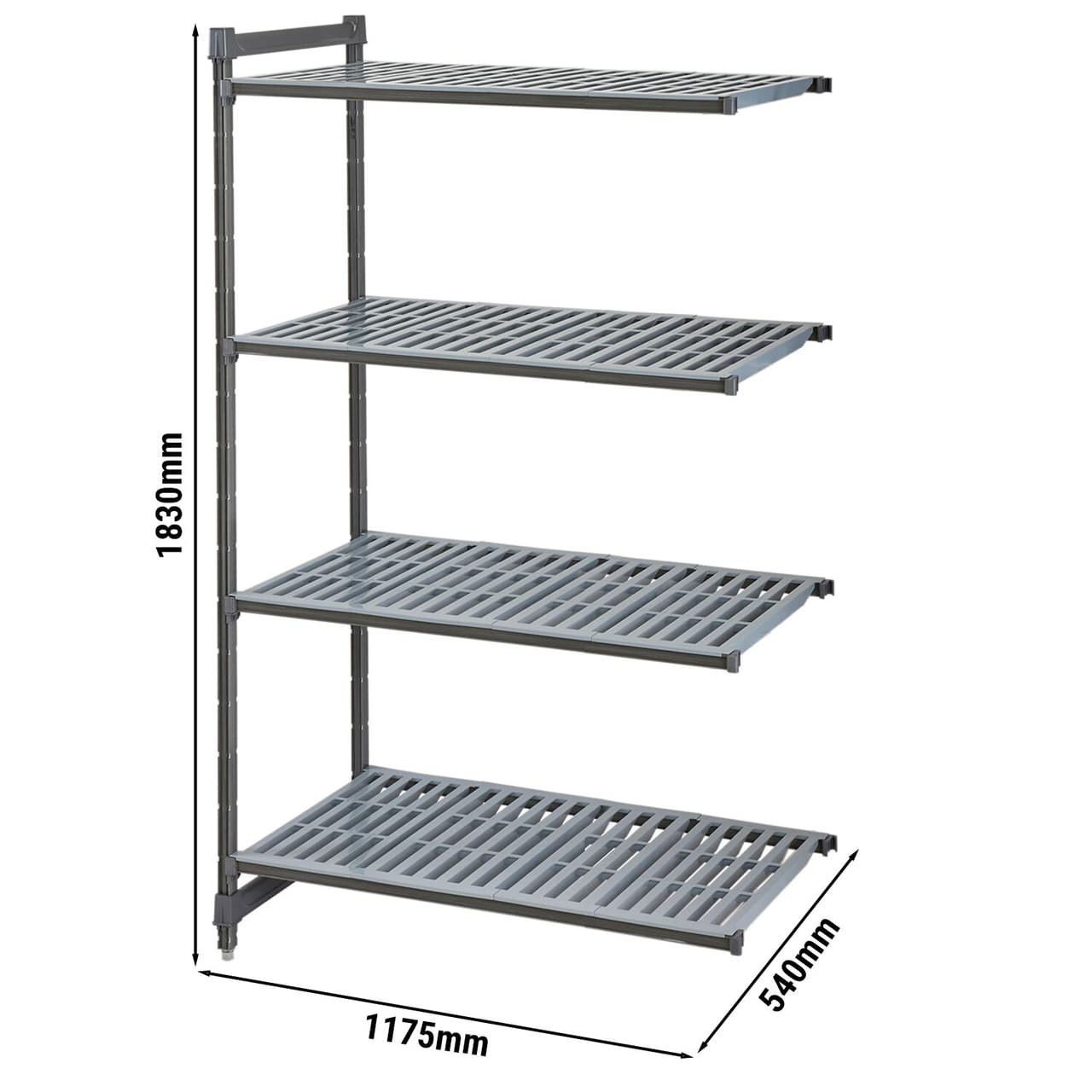 CAMBRO | Camshelving® - Basics Plus Anbauregal - 1175mm - mit geschlitzten Regalböden