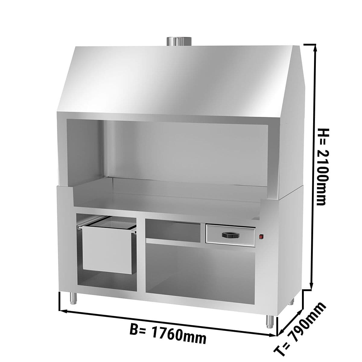 Neutralelement für Holzkohlegrill - mit Edelstahl - 1,8 m