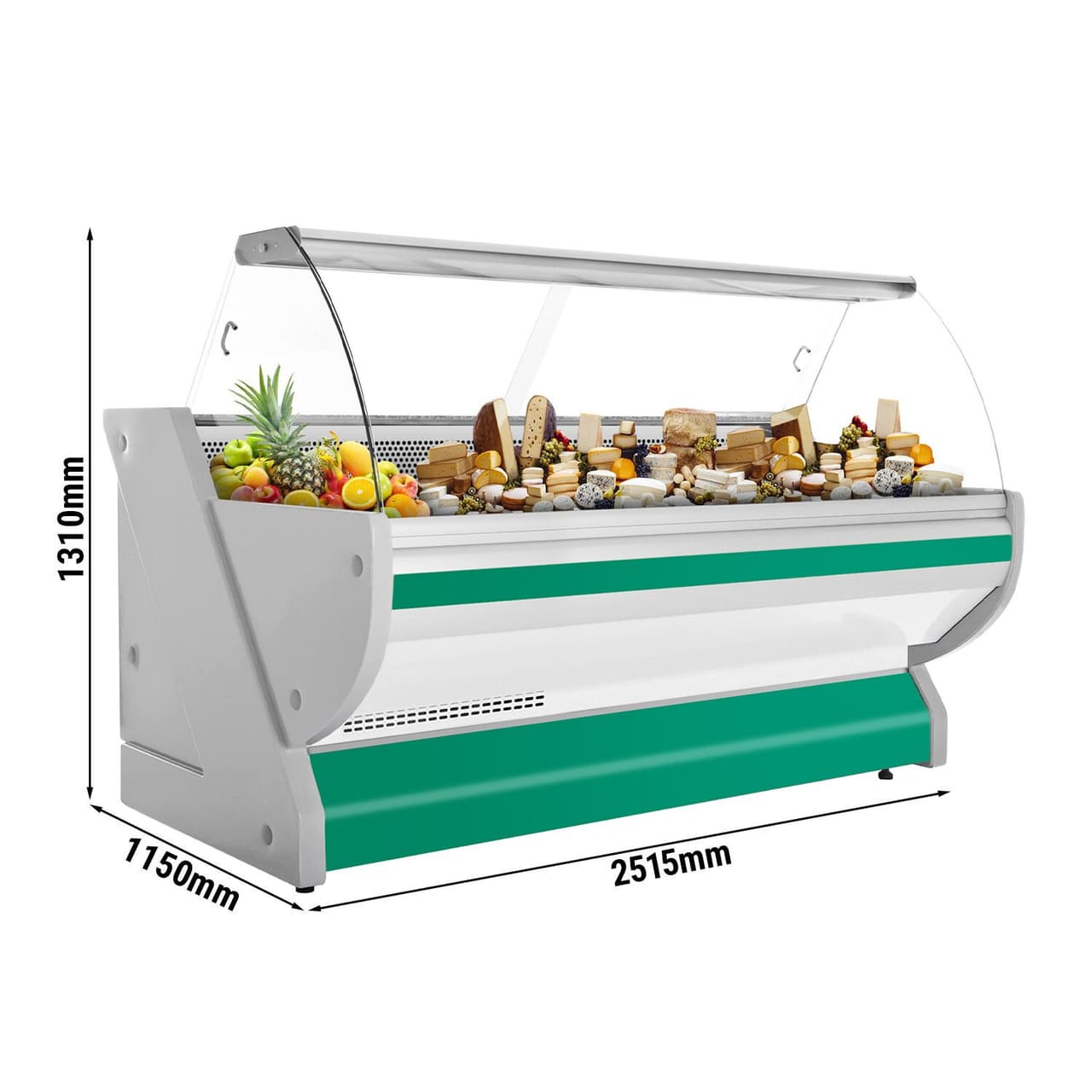 Kühltheke - 2500mm - mit Beleuchtung - Frondblende Grün