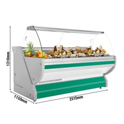 Kühltheke - 2500mm - mit Beleuchtung - Frondblende Grün