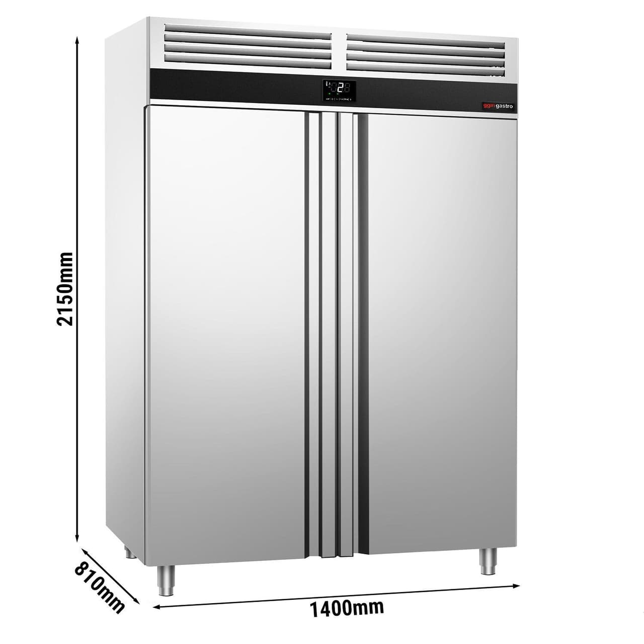 Kühlschrank Edelstahl PREMIUM - GN 2/1 - 1400 Liter - mit 2 Türen