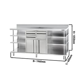 Arbeitsschrank - für Kaffeemaschine - 1960x600mm - mit Ausklopfer, 2 Schubladen, 2 Türen & Aufkantung