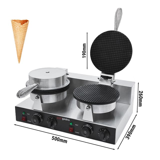 Waffeleisen - Doppelt - 2,6 kW - für Eishörnchen - Ø 190mm