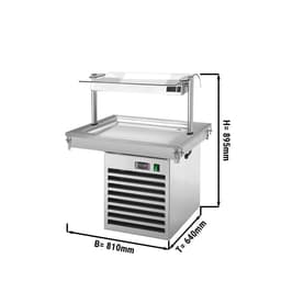 Einbau Kühlplatte - 0,8m - +2 ~ +8 °C - 2x GN 1/1 - mit Glas-Hustenschutz