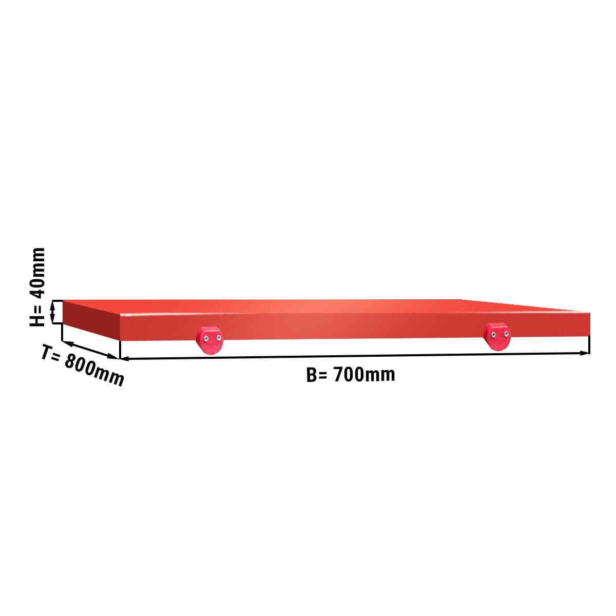 Schneideplatte für Arbeitstisch - 700x800mm - Rot