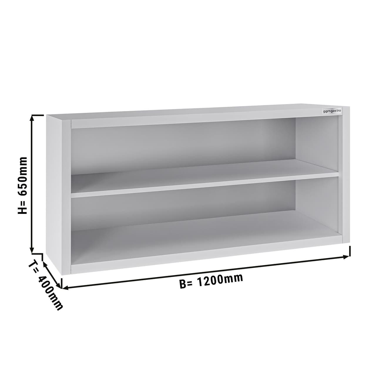 Edelstahl Wandhängeschrank ECO - 1200x400mm - ohne Schiebetür - 650mm hoch