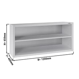 Edelstahl Wandhängeschrank ECO - 1200x400mm - ohne Schiebetür - 650mm hoch