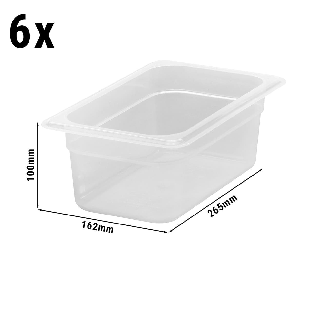 (6 Stück) CAMBRO | CAMWEAR® -  Polypropylen GN 1/4 Behälter - milchig - Tiefe: 100mm