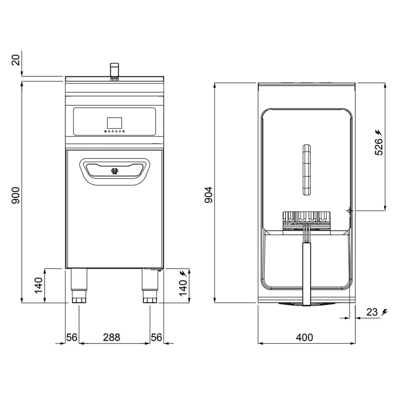 Elektro Fritteuse - 22 Liter - 22 kW - mit Ölfiltersystem