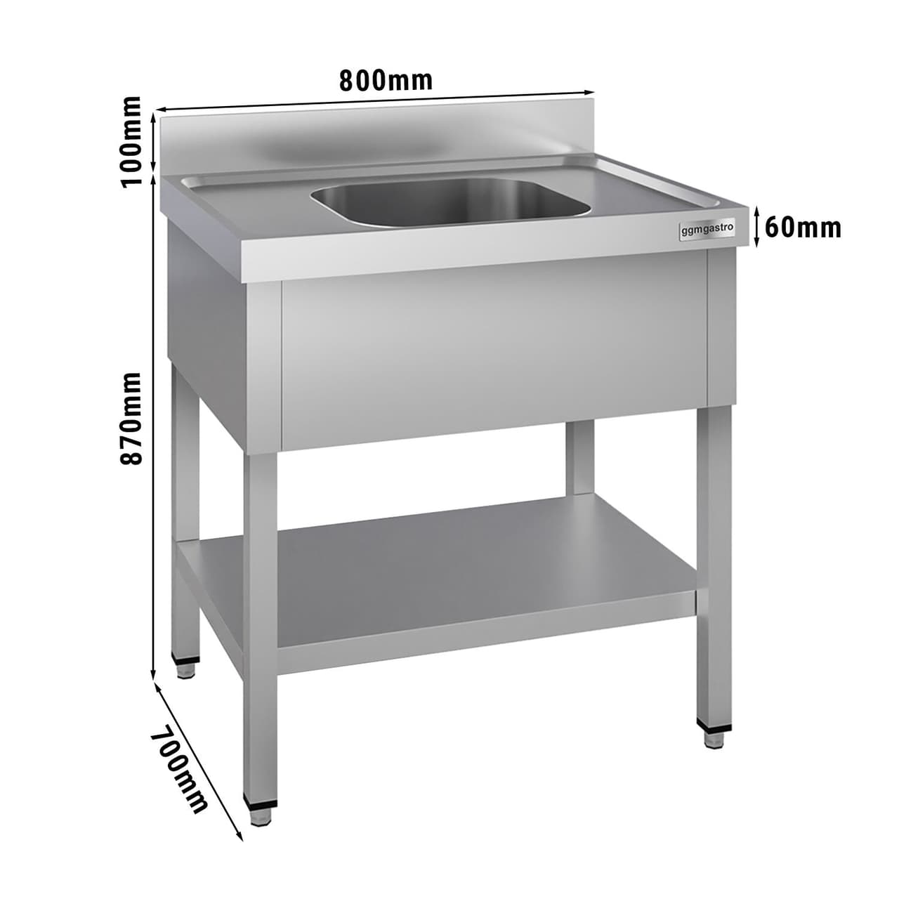 Spültisch ECO - 800x700mm - mit Grundboden & 1 Becken