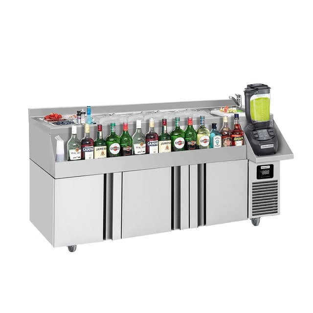 Bar- & Getränkekühltisch - 1600x600mm - 235 Liter - mit 3 Türen & Ablagen