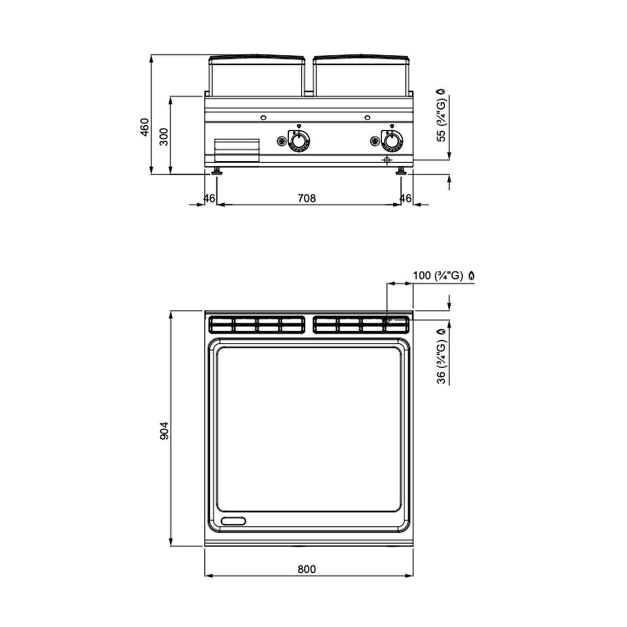 Gas Bratplatte - 20 kW - Glatt