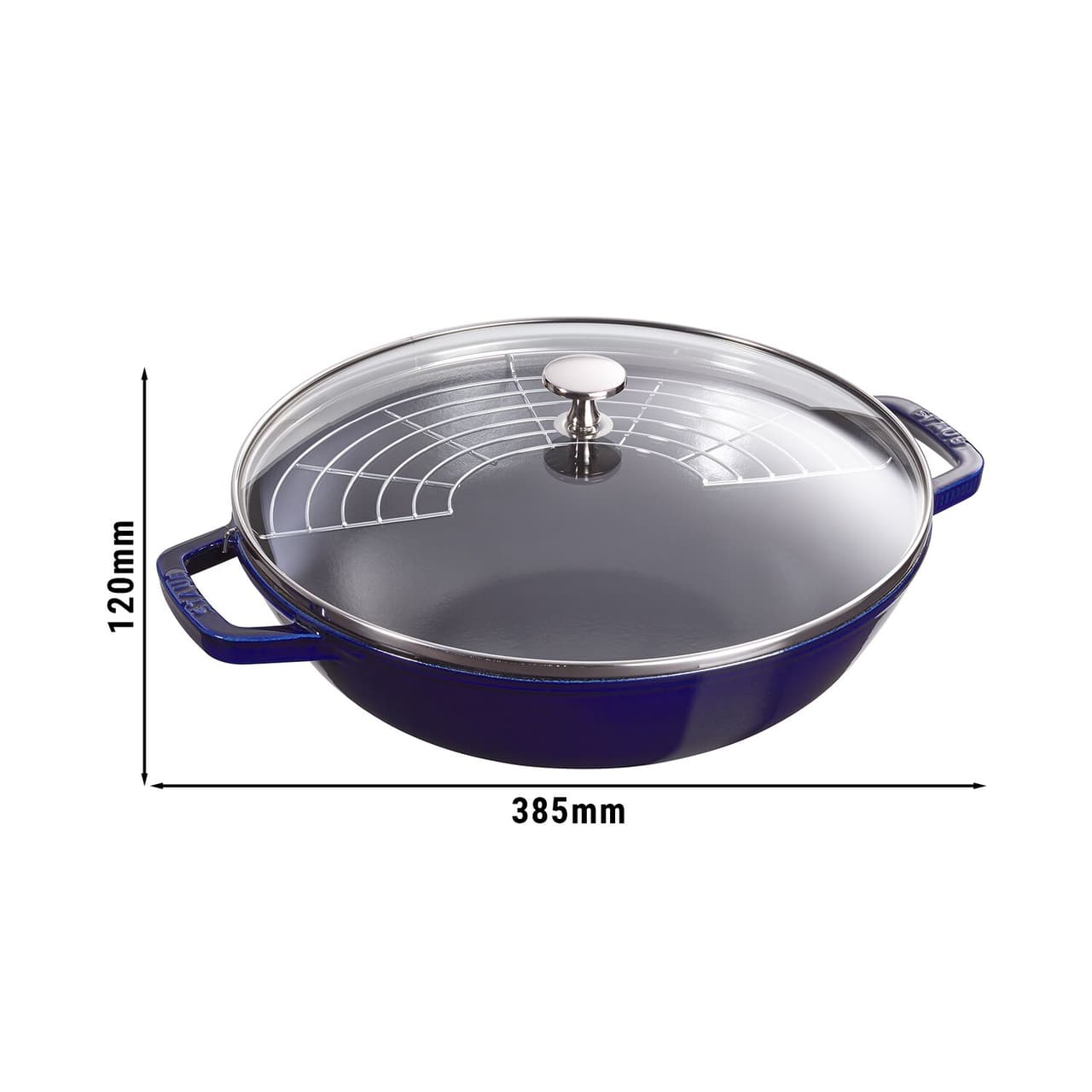 STAUB | SPECIALITIES - Wok mit Glasdeckel - Ø 300mm - Gusseisen - Dunkelblau