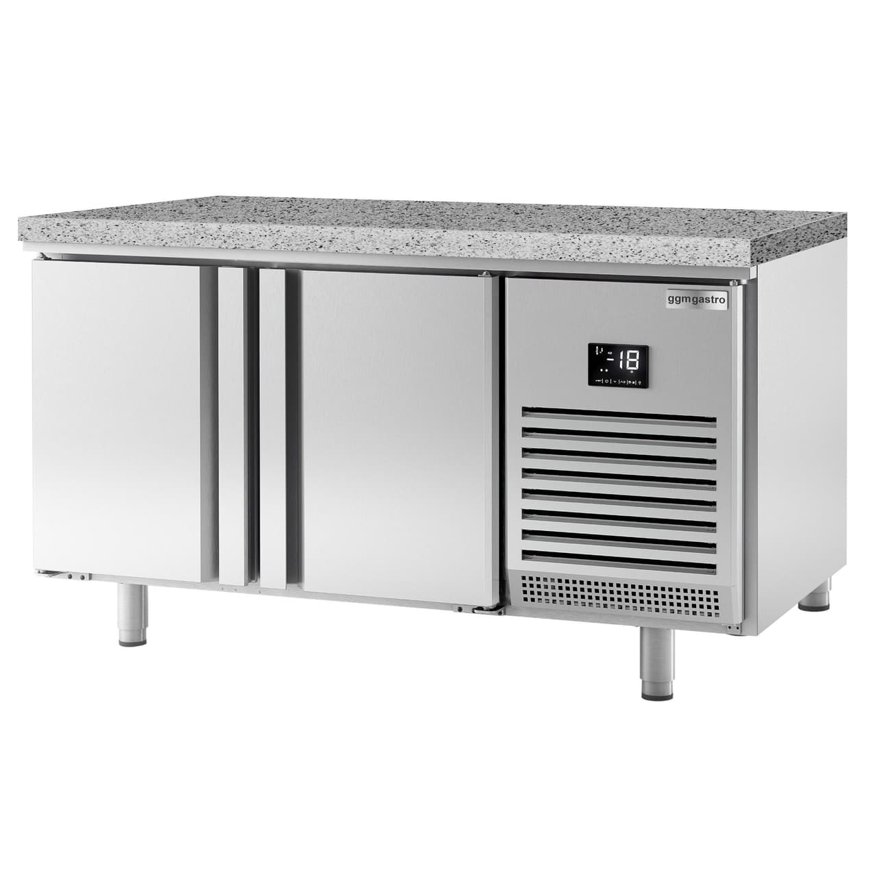 Bäckereitiefkühltisch Premium PLUS - 1618x800mm - mit 2 Türen & Granitarbeitsplatte