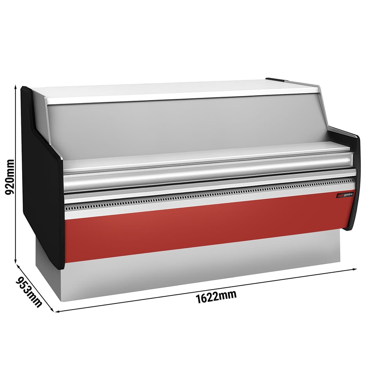 Kassentisch - 1620mm - Frontblende Dunkelrot