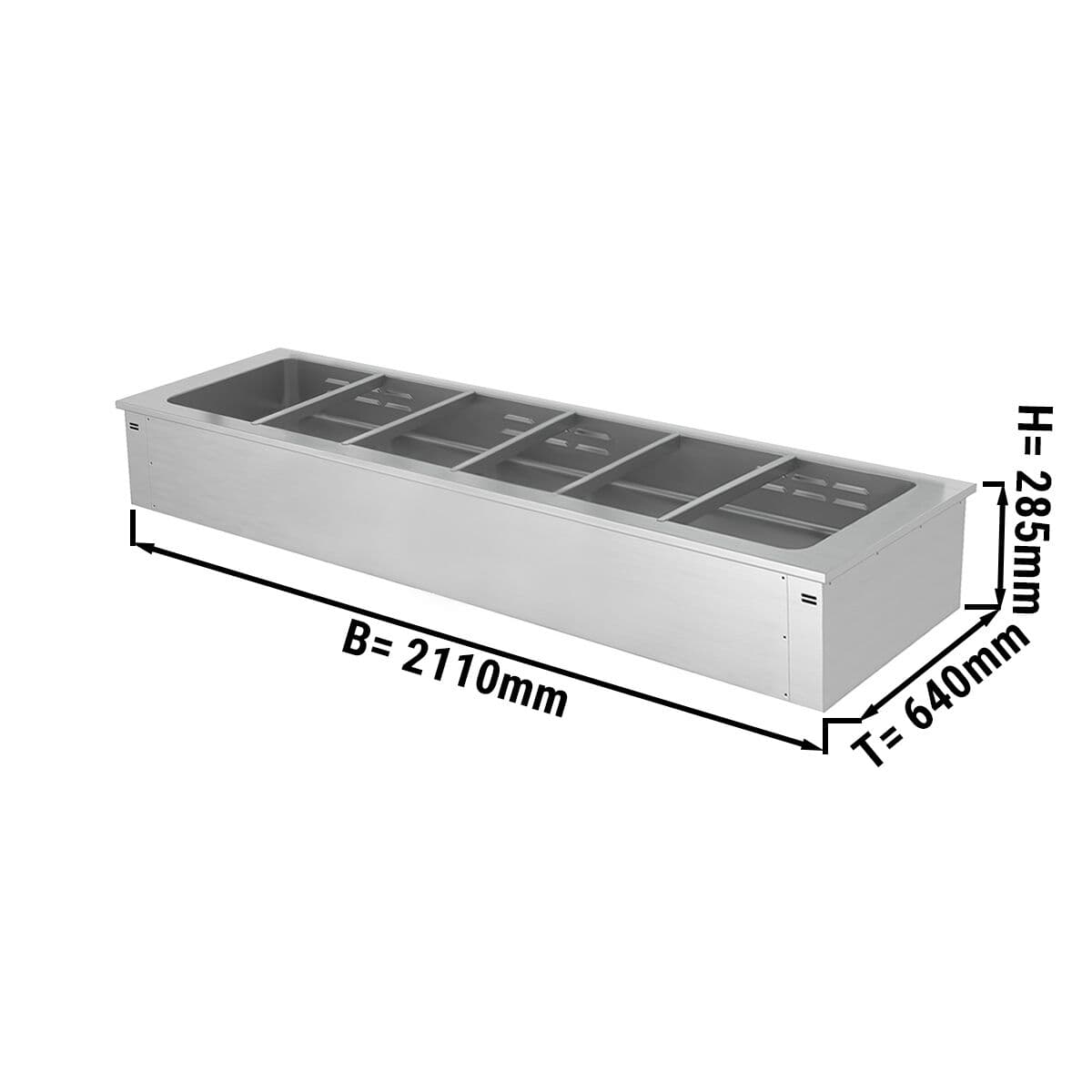 Einbau Bainmarie - 2,1m - 6x GN 1/1