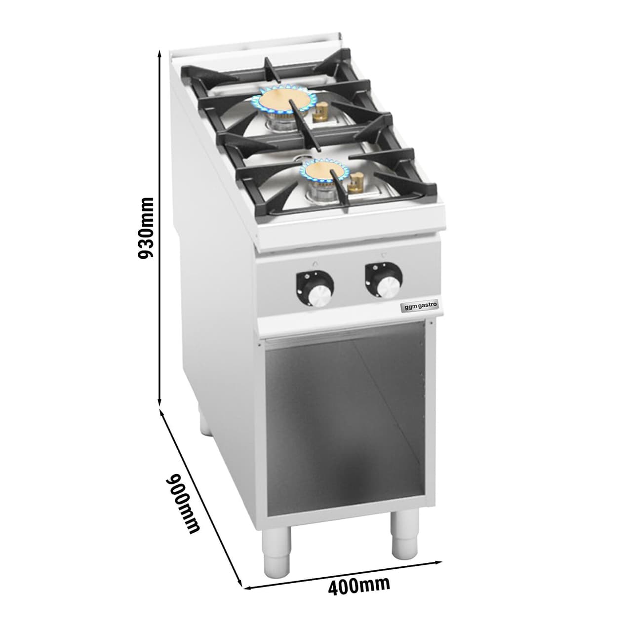 Gasherd - mit 2 Brennern - 20 kW - Hochleistungsmodell