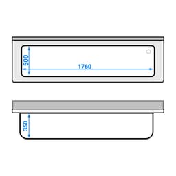 Topfspültisch Premium - 2000x600mm - mit Grundboden & 1 Becken