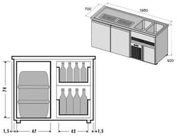 Biertheke Premium PLUS - 1950x700mm - 2 Glastüren