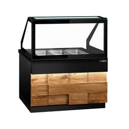 Saladette TORONTO - 1250mm - Holzfront - 2 Türen - für 3x GN 1/1 - schwarze Granit-Arbeitsplatte