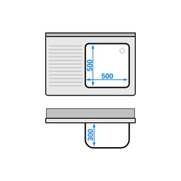 Spültisch ECO - 1000x700mm - mit Grundboden & 1 Becken rechts