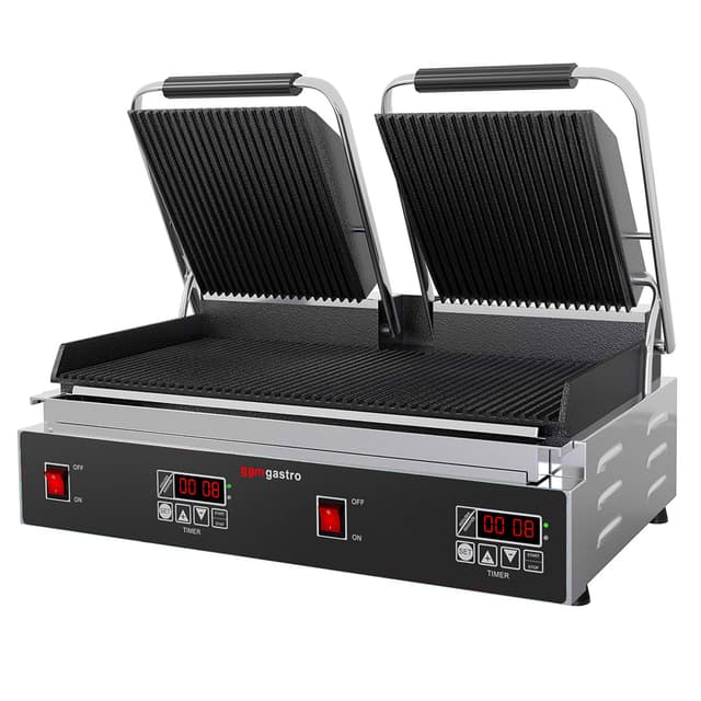 Kontaktgrill - 3,6 kW - Digital - oben & unten Gerillt - Grillfläche: 480x230mm