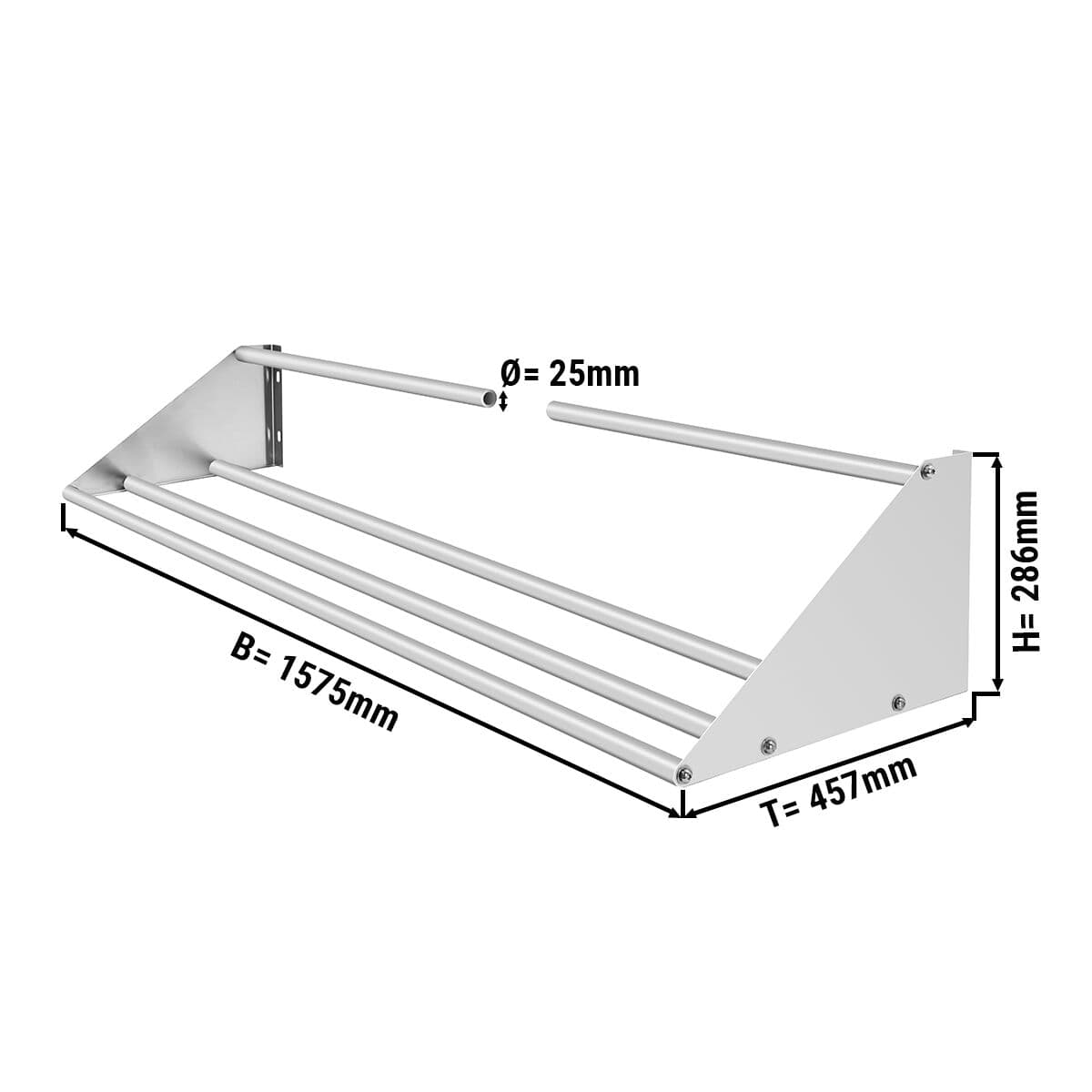 Wandbord für Spülkörbe - 1570mm - 1 Ablage