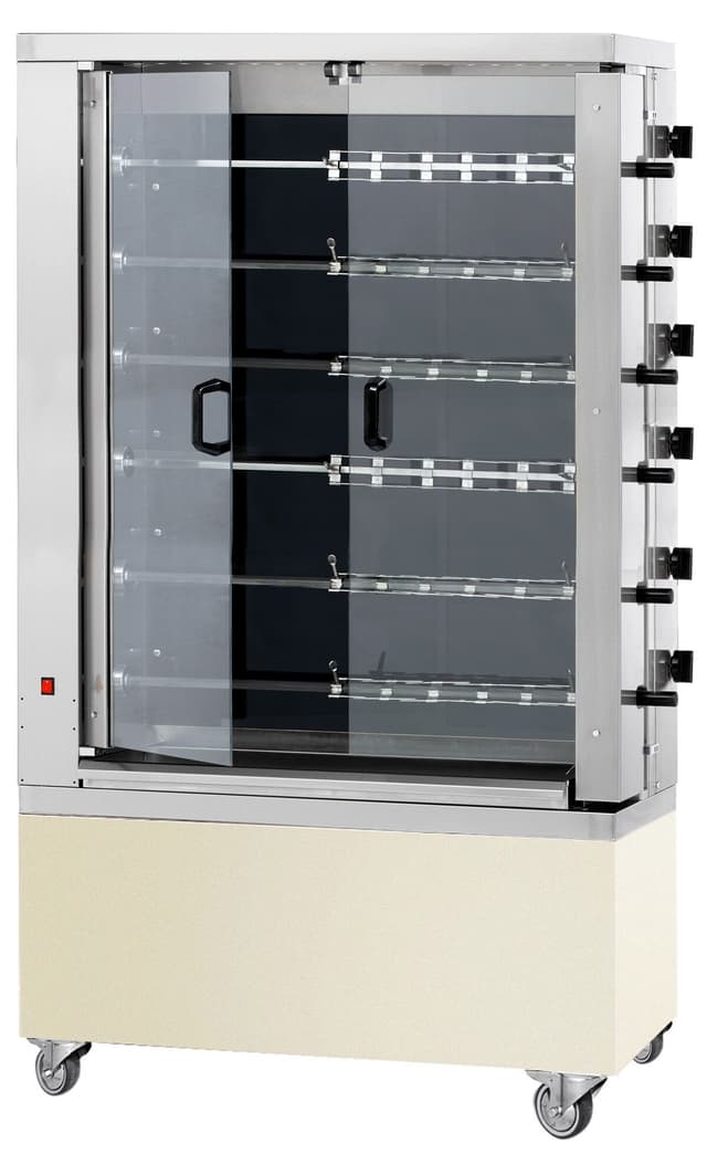 Elektro Hähnchengrill - Glaskeramik - 28,8kW - mit 6 Spießen für bis zu 36 Hähnchen