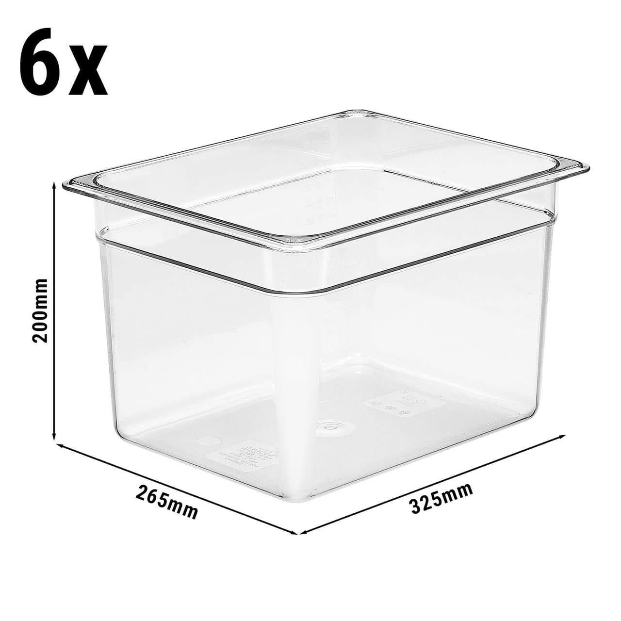 (6 Stück) CAMBRO | CAMWEAR® -  Polycarbonat GN 1/2 Behälter - Clear - Tiefe: 200mm