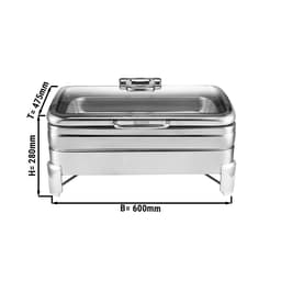 Edelstahl Chafing Dish - 11,2 Liter - GN 1/1 - mit Soft-Close-Glasdeckel