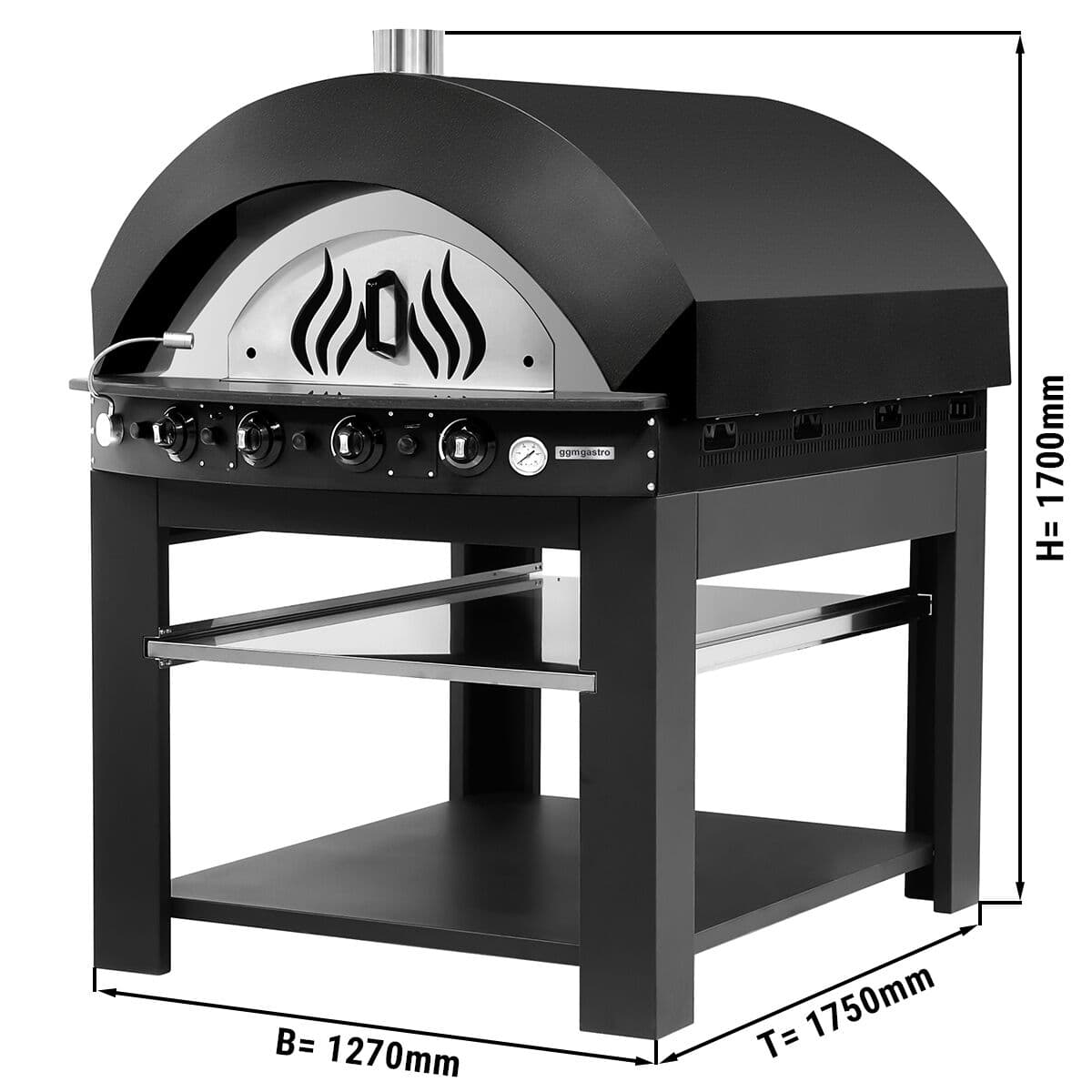 Gas Pizzaofen - Schwarz - 11x 25cm - Manuell - inkl. Untergestell