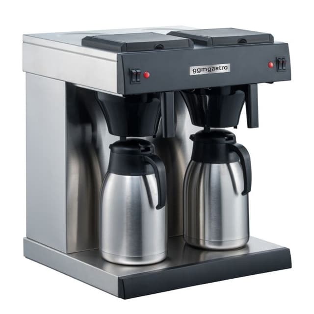 Filterkaffeemaschine - 2x 2 Liter Tank - 3,3kW - mit 2 Warmhalteplatten - inkl. 2 Isolierkannen á 2 Liter