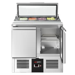 Saladette PREMIUM - 900mm - 2 Türen - mit Einlass für 4x GN 1/3 & Glasdeckel