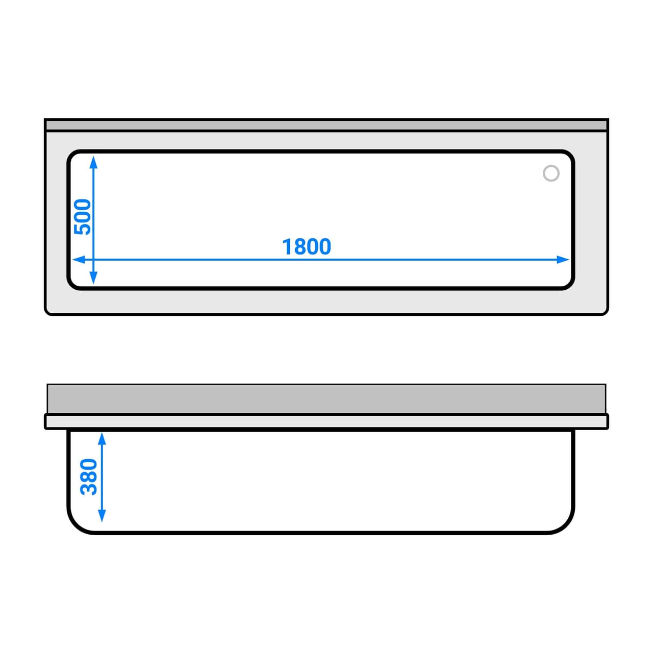 Topfspültisch Premium - 2000x700mm - mit Grundboden & 1 Becken