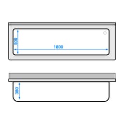 Topfspültisch Premium - 2000x700mm - mit Grundboden & 1 Becken