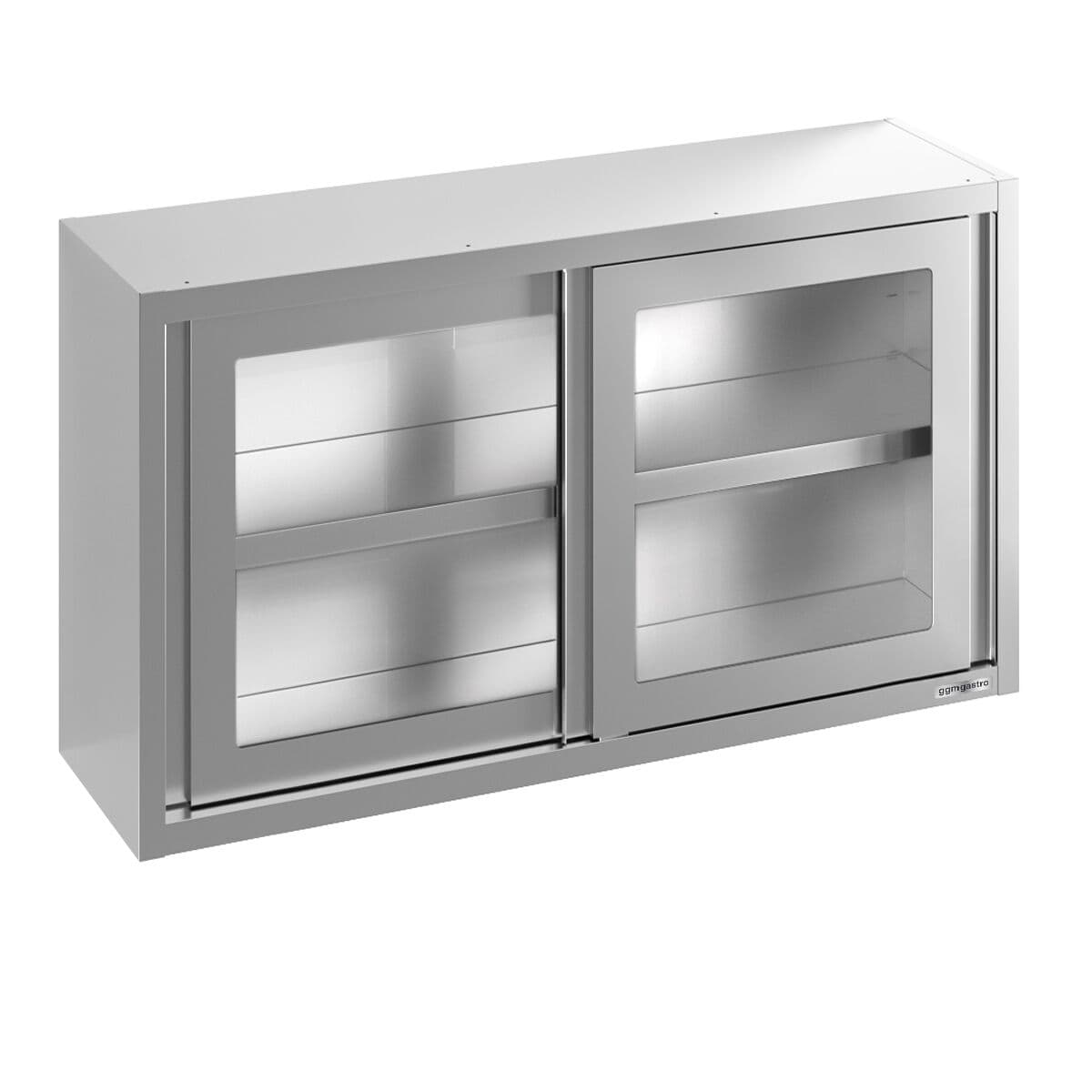 Edelstahl Wandhängeschrank - 1200x400mm - mit Glasschiebetür - 800mm hoch