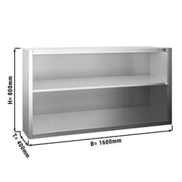 Edelstahl Wandhängeschrank PREMIUM - 1600x400mm - ohne Schiebetür - 800mm hoch