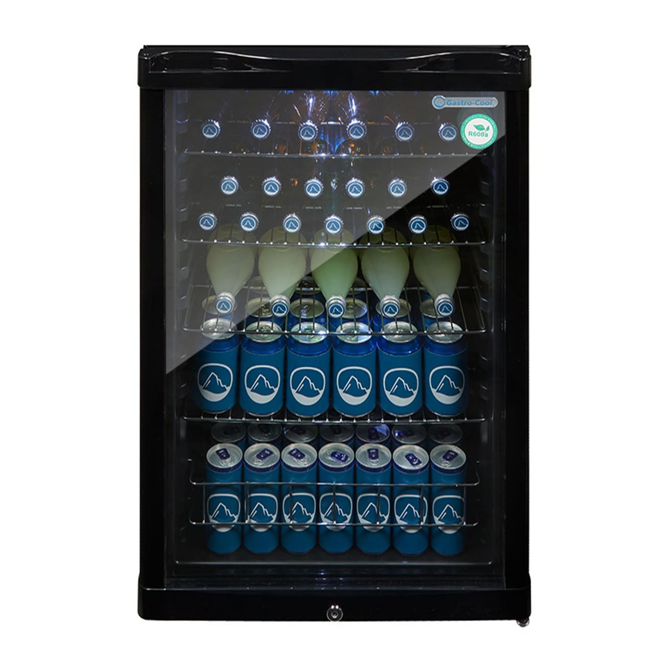 GASTRO-COOL | Barkühlschrank - 540mm - 130 Liter - mit 1 Glasflügeltür - Schwarz