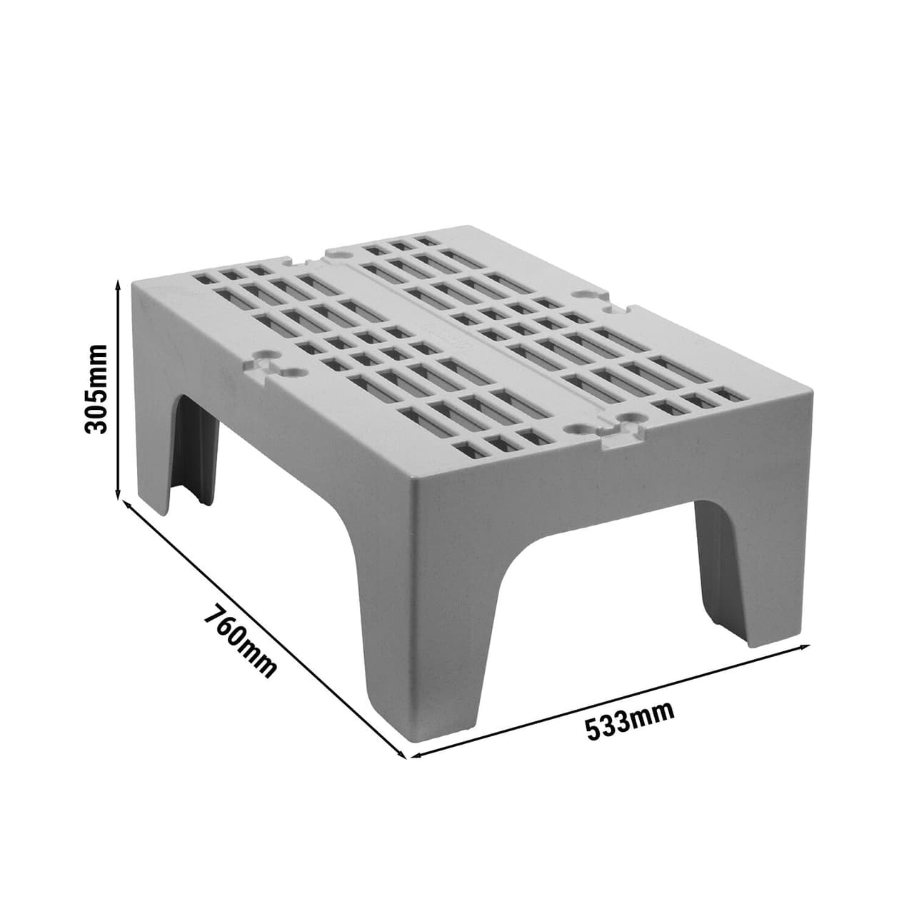 CAMBRO | Serie S - Schwerlast Lageruntersatz - 760mm - mit geschlitzter Oberfläche - Grau gesprenkelt