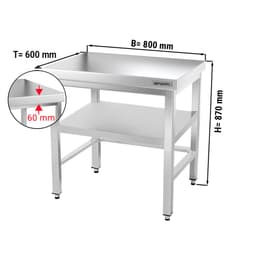 Edelstahl Arbeitstisch PREMIUM - 800x600mm - mit Grundboden & Verstrebung