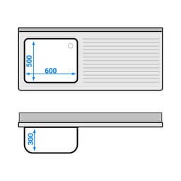 Spülschrank PREMIUM - 1600x700mm - mit 1 Becken links