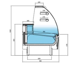 Kühl- & Kuchentheke - 990mm - mit 2 Ablagen