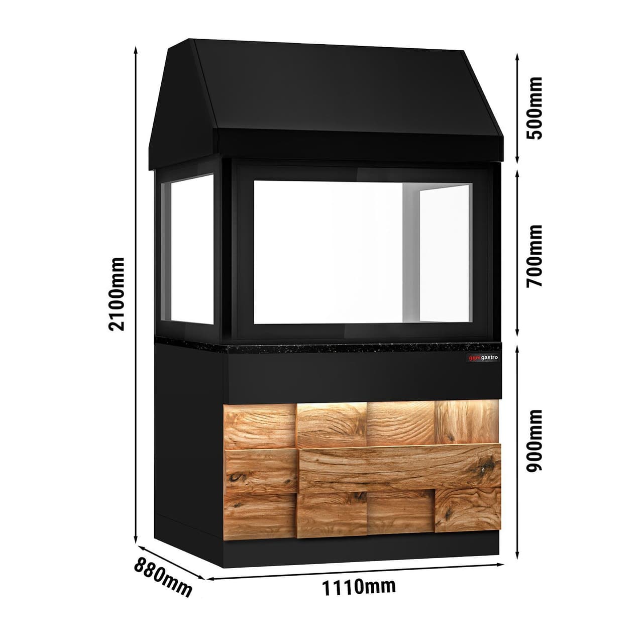 Neutralelement für Holzkohlegrills TORONTO - 1100mm - schwarze Granit-Arbeitsplatte