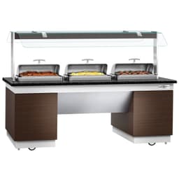 Buffettheke DUBLIN - 2300mm - mit 3 Chafing Dishes & Rollen