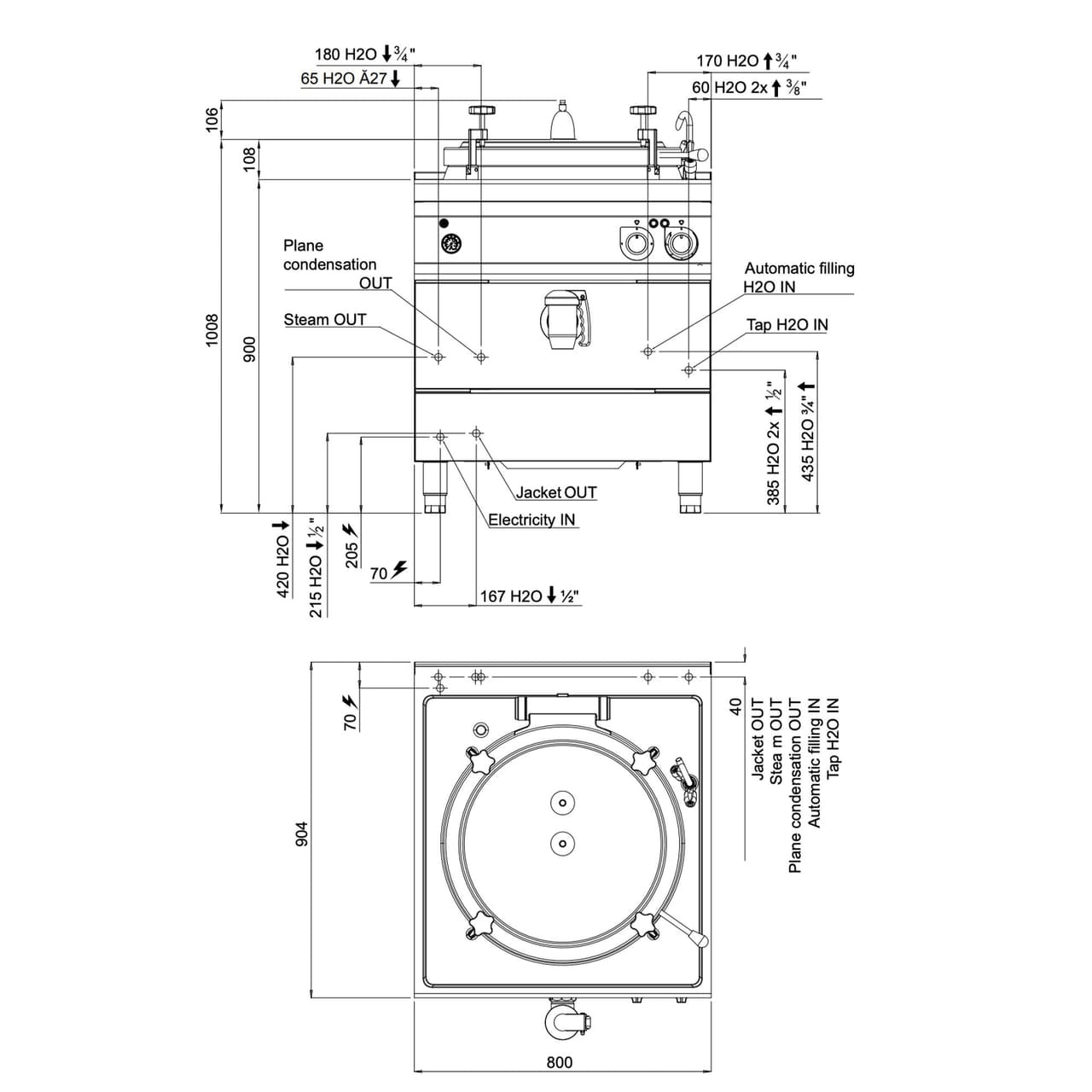 Elektro Druck Kochkessel - 100 Liter - 16 kW - indirekte Beheizung