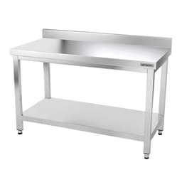 Edelstahl Arbeitstisch PREMIUM - 1400x800mm - mit Grundboden & Aufkantung