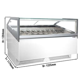 Eistheke ADAM - 1200mm - Umluft - für 12x 5 Liter oder 8x 7 Liter Eisbehälter - Weiß