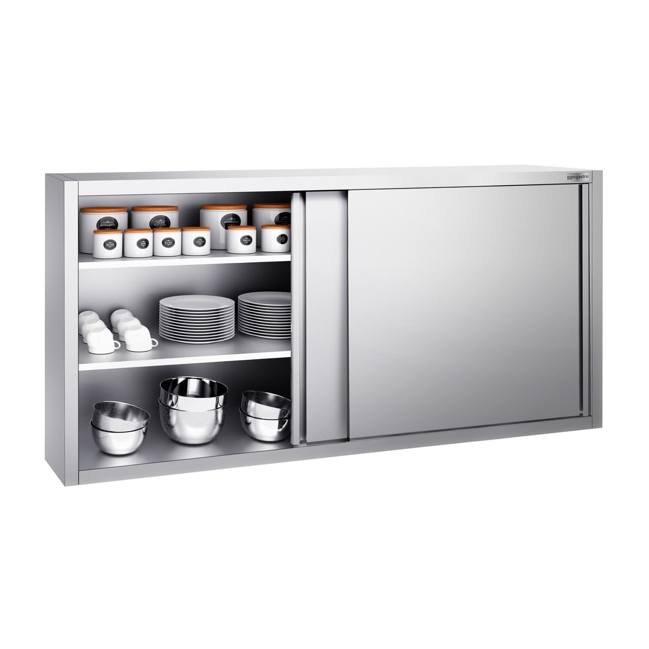 Edelstahl Wandhängeschrank PREMIUM - 2000x400mm - mit Schiebetür - 1000mm hoch